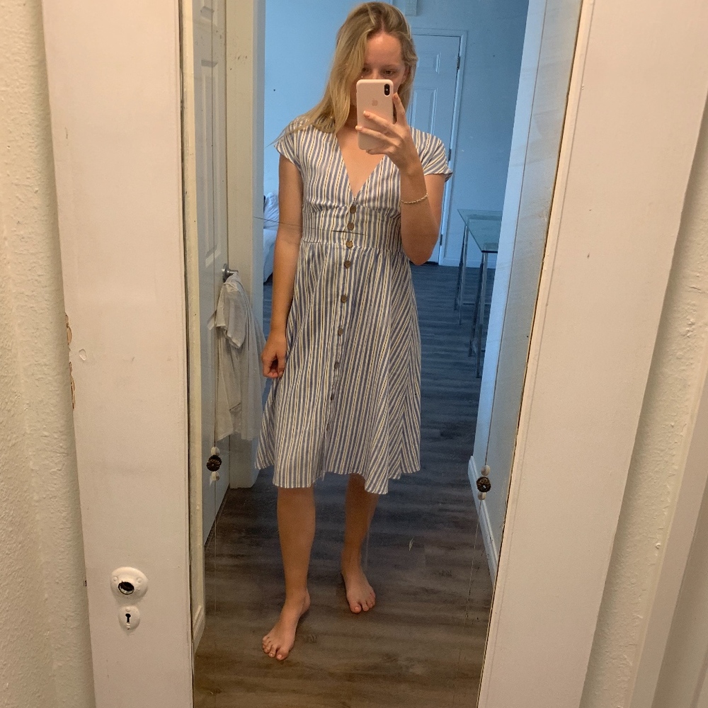 bebop white and blue stripped dress